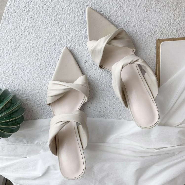 xiangtuibao New Summer Women's High Heel Thin Heeled Slippers Open Toe Fashion Outer Wear Slippers