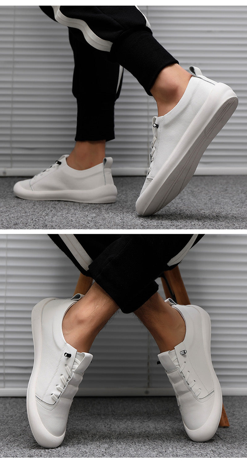 New Genuine Leather Shoes Men Sneakers Casual Male Footwear Fashion Brand White Shoes Mens Cow Leather White Sneakers A1697