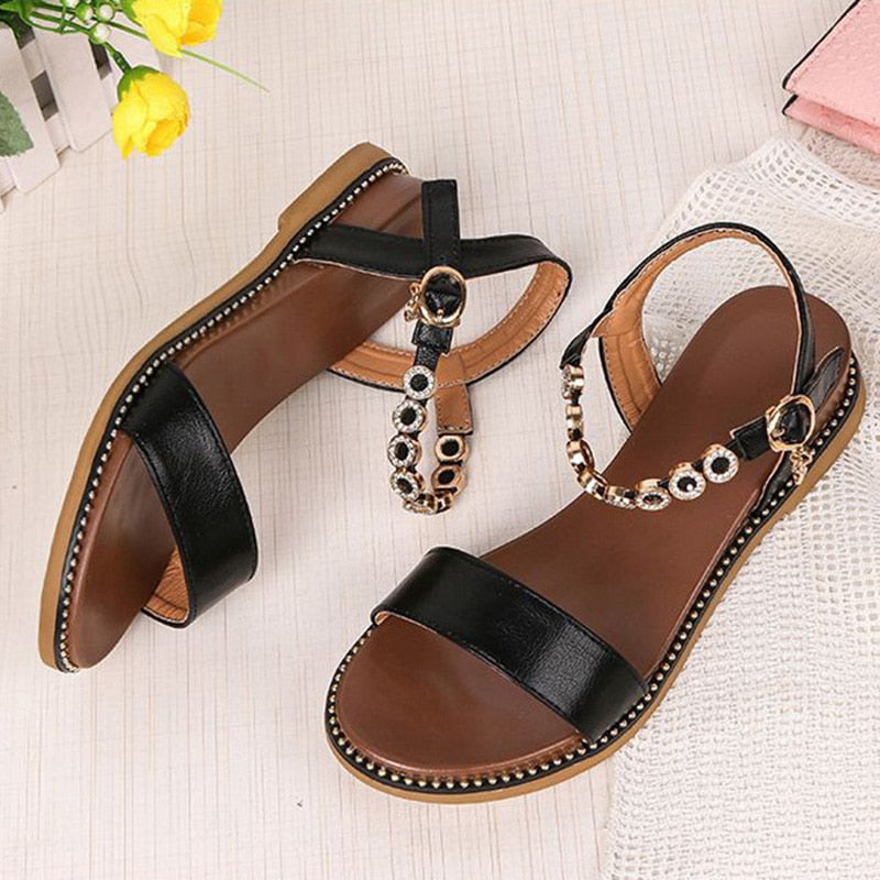 Summer Women Shoes Flat Ladies Summer Shoes Fashion Women Sandals Elegant Ladies Sandals A764