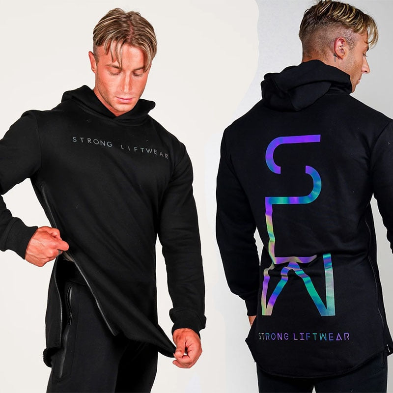 xiangtuibao Reflective Hoodie Men Fashion Colorful Black Hoodies Sweatshirts For Male Gym Hooded Jacket Streetwear Men Tops Zipper