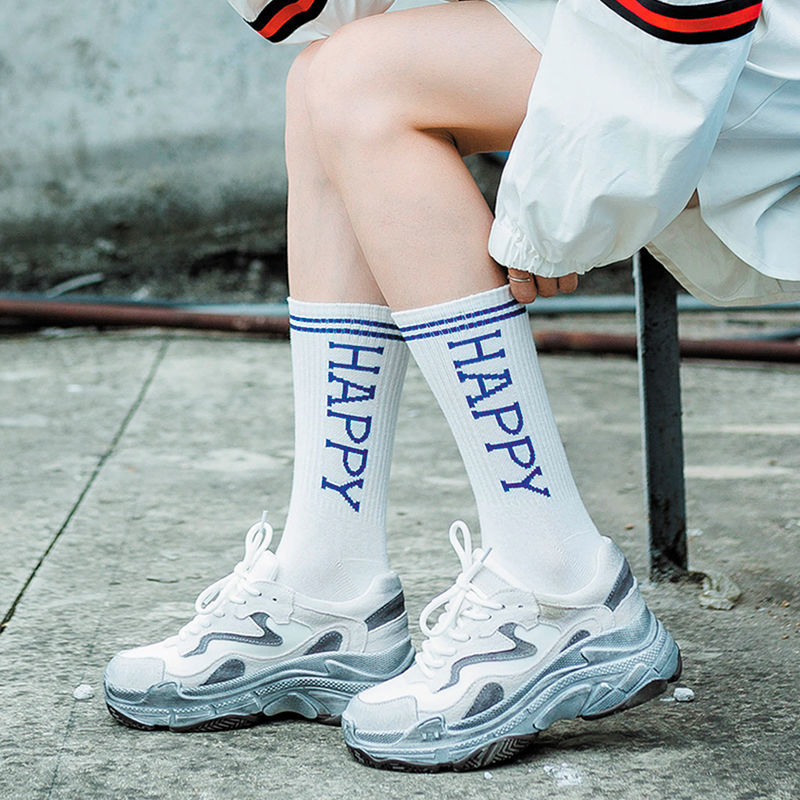 xiangtuibao Trends high quality fashion socks Man Women's sports Cotton basketball pattern happy sales digital Pair socks