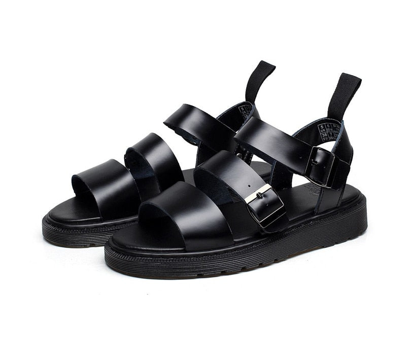 xiangtuibao Punk Style Women Gladiator Sandals Black Flat Shoes Woman Casual Thick Heel Beach Flats Sandalias Mujer Summer