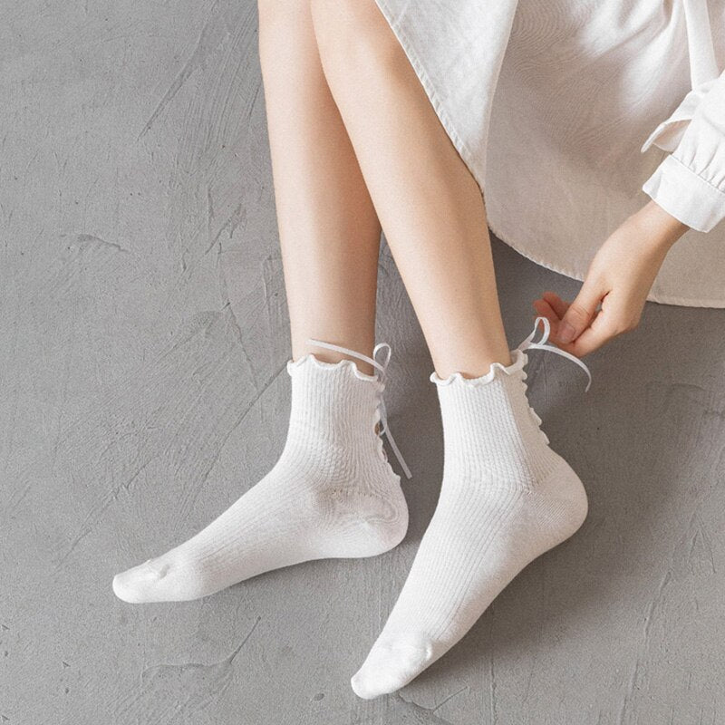 xiangtuibao Sweet Lolita Women Socks Bandage Socks Woman Girls Japan Long Socks Ankle Dress Streetwear Calcetines Media