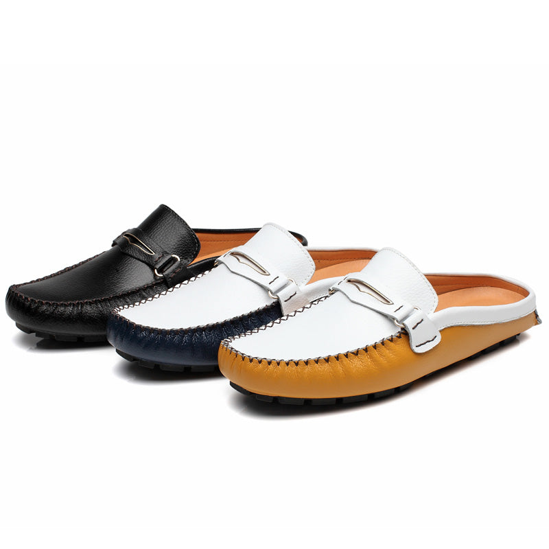 xiangtuibao Men's Shoes Casual Leather Lofer Shoes Light Breathable Half Shoes For Men Classic Male Slip on Flats Soft Loafers Man BIg Size
