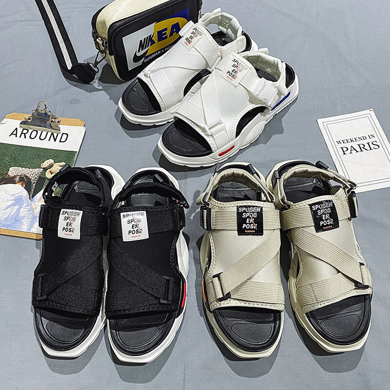New Fashion Men Slippers Designer Slides Summer Beach Sandals Comfortable Non-slip Water Shoes Open Toe Sandal Side 39-45