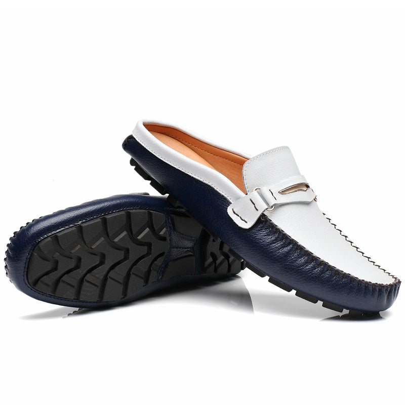 xiangtuibao Men's Shoes Casual Leather Lofer Shoes Light Breathable Half Shoes For Men Classic Male Slip on Flats Soft Loafers Man BIg Size