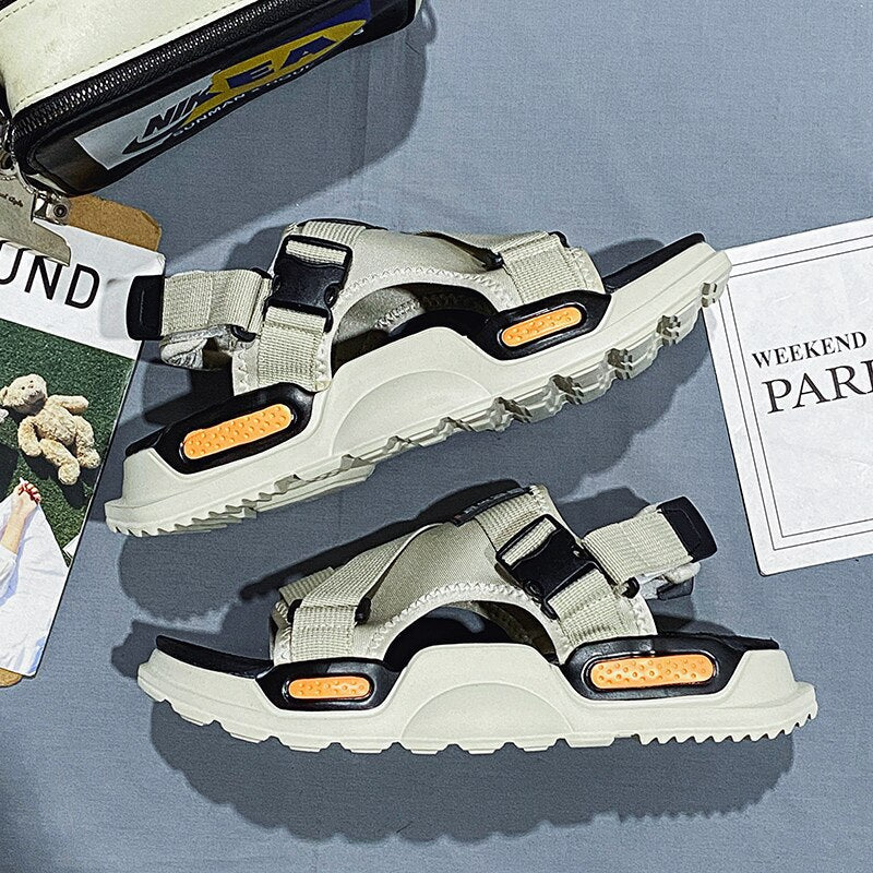 New Fashion Men Slippers Designer Slides Summer Beach Sandals Comfortable Non-slip Water Shoes Open Toe Sandal Side 39-45