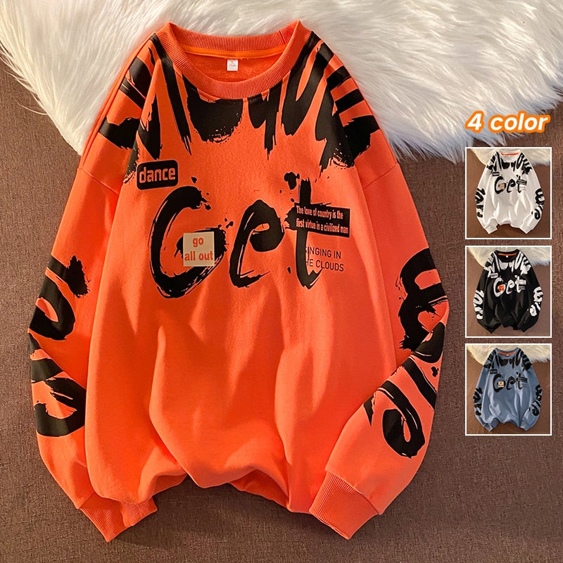 xiangtuibao Punk Print Hip Hop Streetwear Sweatshirt Men'S Black White Hoodies Spring Autumn Casual Streetwear Clothes