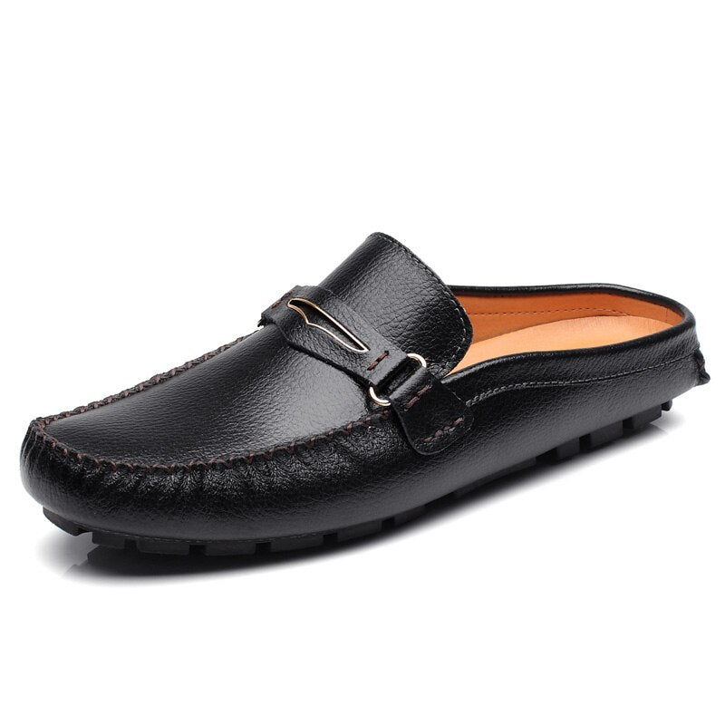 xiangtuibao Men's Shoes Casual Leather Lofer Shoes Light Breathable Half Shoes For Men Classic Male Slip on Flats Soft Loafers Man BIg Size