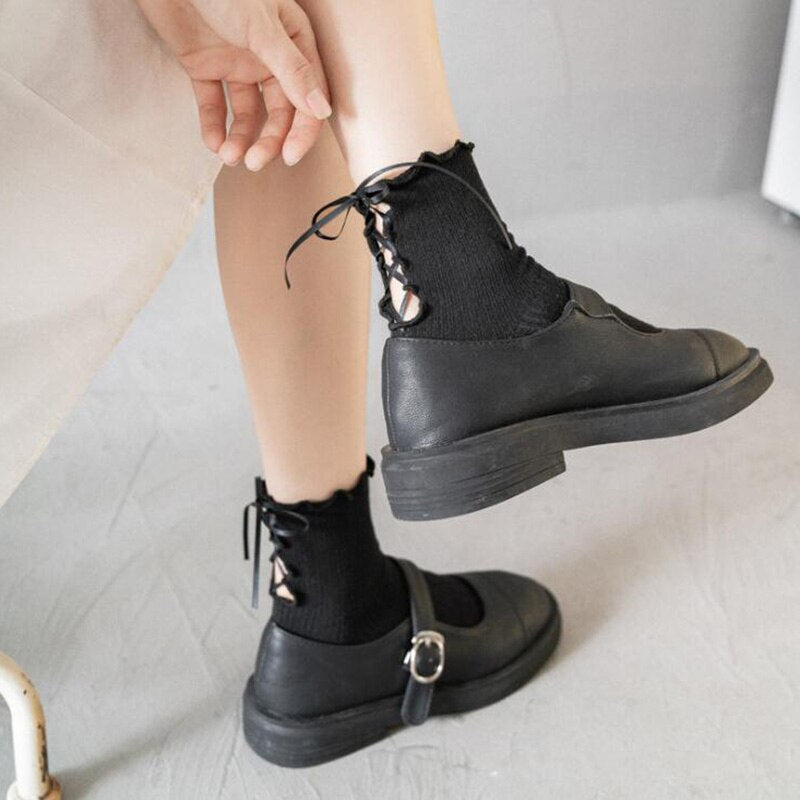 xiangtuibao Sweet Lolita Women Socks Bandage Socks Woman Girls Japan Long Socks Ankle Dress Streetwear Calcetines Media
