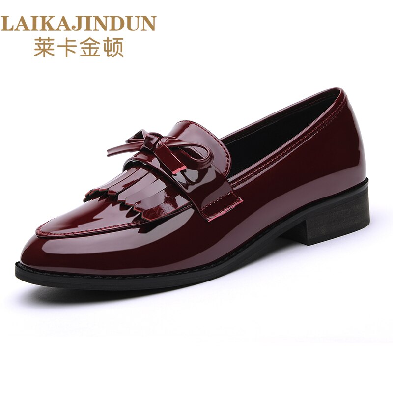xiangtuibao Patent Leather Shoes Women's British Style Women's New Spring Autumn Soft Bottom Ladies Mid-heel Soft Leather Low Heel
