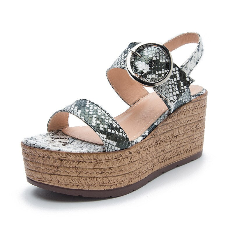 Leisure Serpentine Women Wedges Sandals Summer Women Shoes Party Platform High Heels Fashion buckle Shoes Female cx397