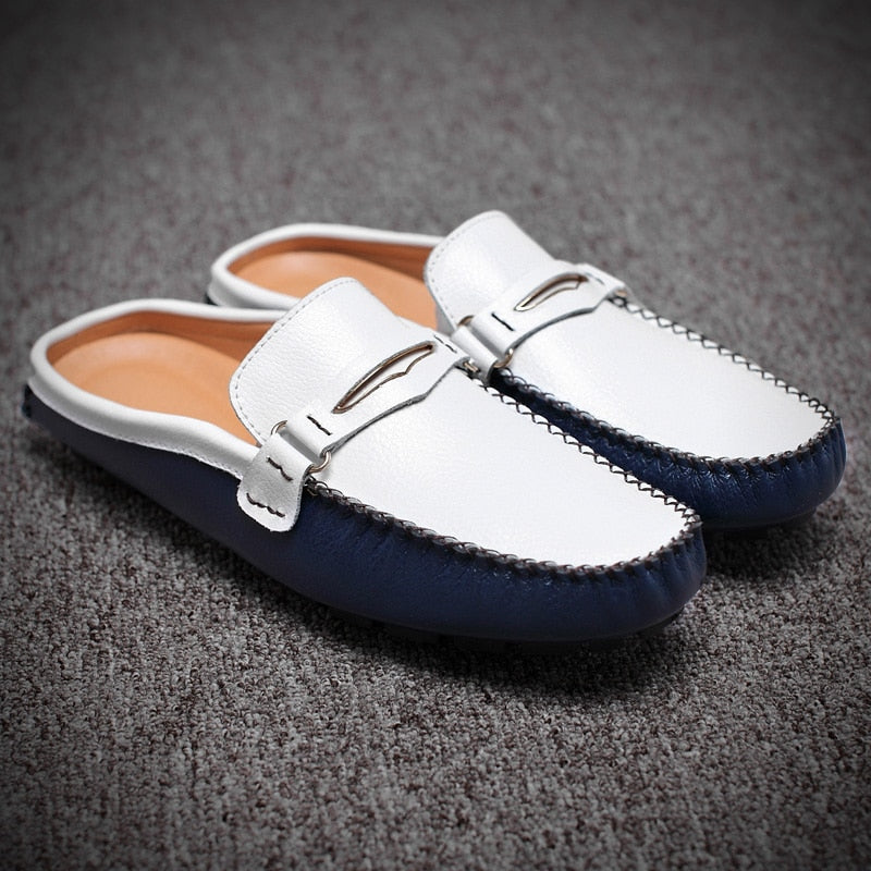 xiangtuibao Men's Shoes Casual Leather Lofer Shoes Light Breathable Half Shoes For Men Classic Male Slip on Flats Soft Loafers Man BIg Size