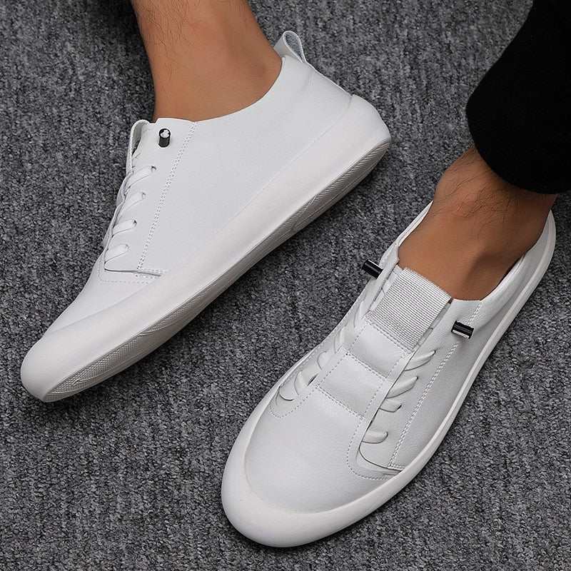 New Genuine Leather Shoes Men Sneakers Casual Male Footwear Fashion Brand White Shoes Mens Cow Leather White Sneakers A1697
