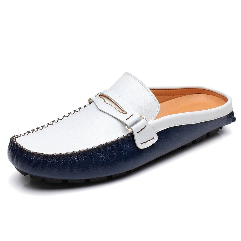 xiangtuibao Men's Shoes Casual Leather Lofer Shoes Light Breathable Half Shoes For Men Classic Male Slip on Flats Soft Loafers Man BIg Size