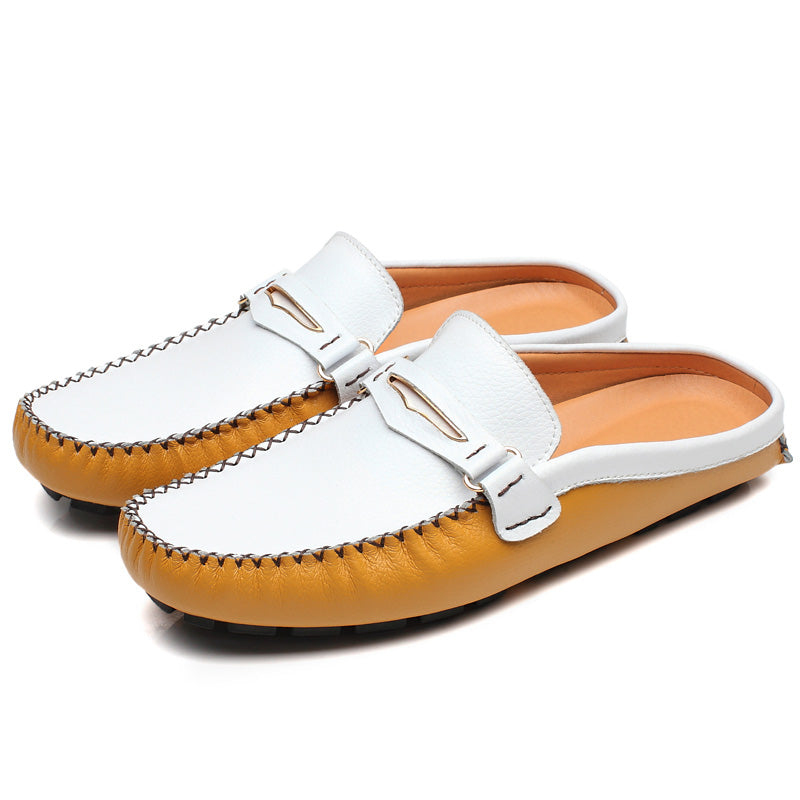 xiangtuibao Men's Shoes Casual Leather Lofer Shoes Light Breathable Half Shoes For Men Classic Male Slip on Flats Soft Loafers Man BIg Size