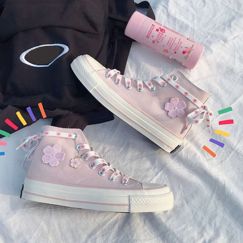 xiangtuibao Summer Floral Women's Espadrilles Japanese Style Pink Lolita Shoes Fashion Zapatillas Mujer Casual Canvas Sneakers