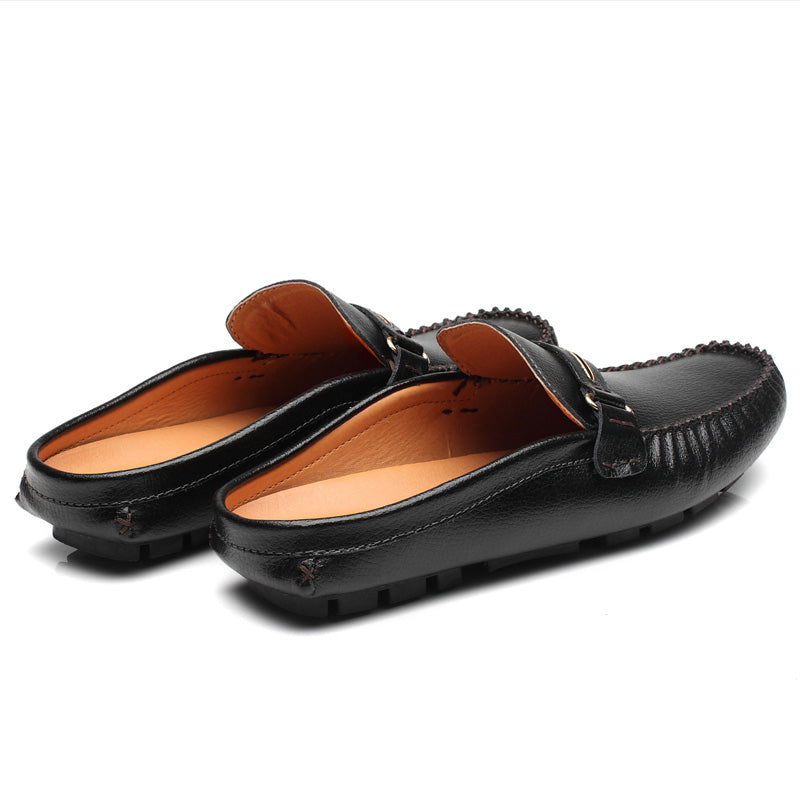 xiangtuibao Men's Shoes Casual Leather Lofer Shoes Light Breathable Half Shoes For Men Classic Male Slip on Flats Soft Loafers Man BIg Size