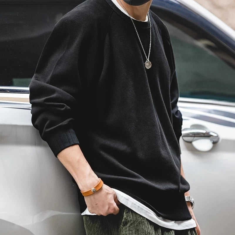 xiangtuibao Vintage Men's Hoodies Sweatshirt Oversize Male Loose Cotton Solid Thicken Warm Sweatshirts Casual Knitting Hoodied Clothes