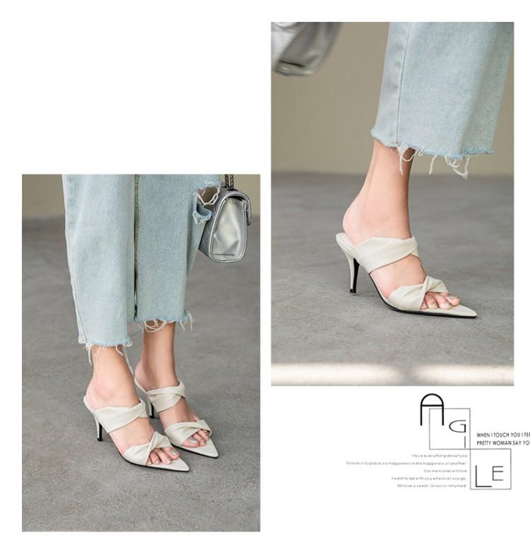 xiangtuibao New Summer Women's High Heel Thin Heeled Slippers Open Toe Fashion Outer Wear Slippers