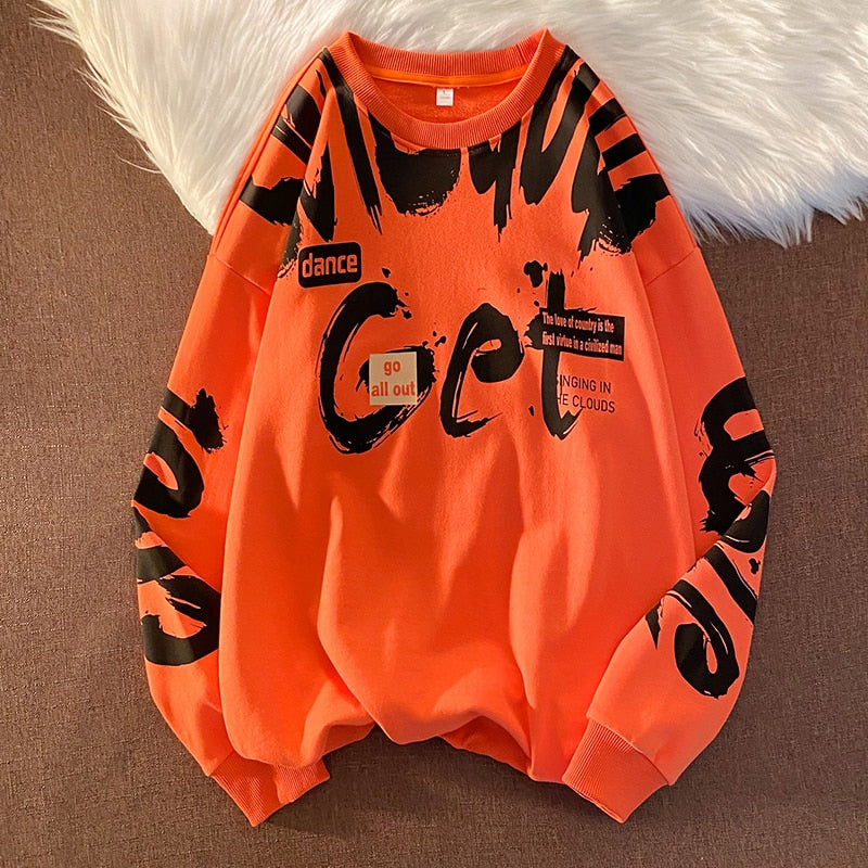 xiangtuibao Punk Print Hip Hop Streetwear Sweatshirt Men'S Black White Hoodies Spring Autumn Casual Streetwear Clothes