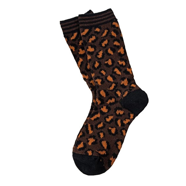 xiangtuibao New Winter Socks Women Leopard Print High Quality Long Cotton Socks Cute Korean Girl Style Streetwear Fashion Vrouw Socken