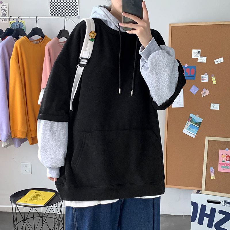 xiangtuibao Autumn Hoodies Men's Fashion Contrast Color Casual Hooded Sweatshirt Men Streetwear Hip-hop Loose Pullover Hoodie Mens M-5XL