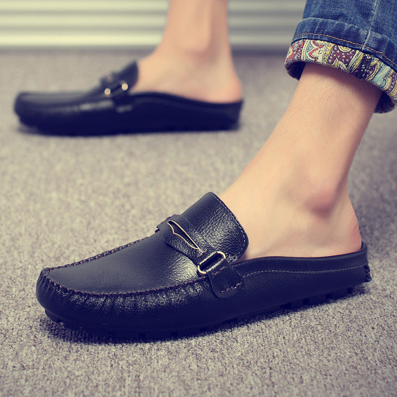 xiangtuibao Men's Shoes Casual Leather Lofer Shoes Light Breathable Half Shoes For Men Classic Male Slip on Flats Soft Loafers Man BIg Size