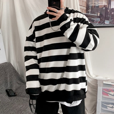 xiangtuibao Spring Men Classic Striped Hoodies Mens Hip Hop Streetwear Sweatshirt Male Casual Trend Cotton Pullover M-XXL