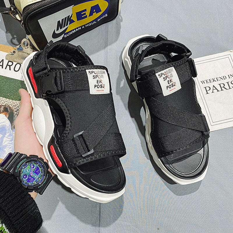 New Fashion Men Slippers Designer Slides Summer Beach Sandals Comfortable Non-slip Water Shoes Open Toe Sandal Side 39-45