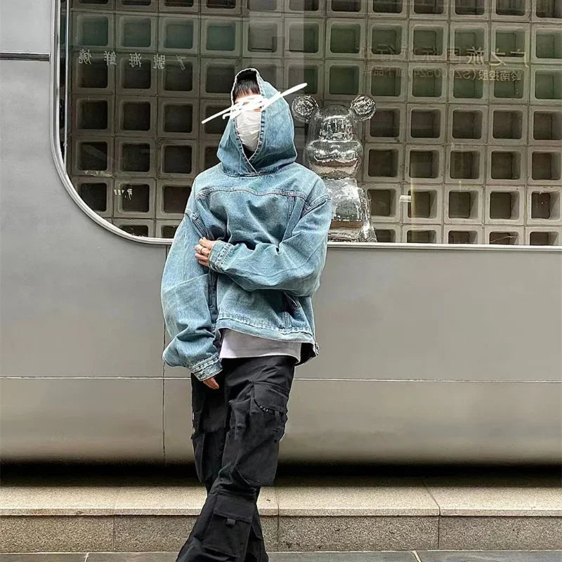 xiangtuibao High-end Vintage Men Hooded Jacket Sweatshirts Streetwear Casual Y2k Tops Loose Hip Hop Anime Hoodies Harajuku Pullovers