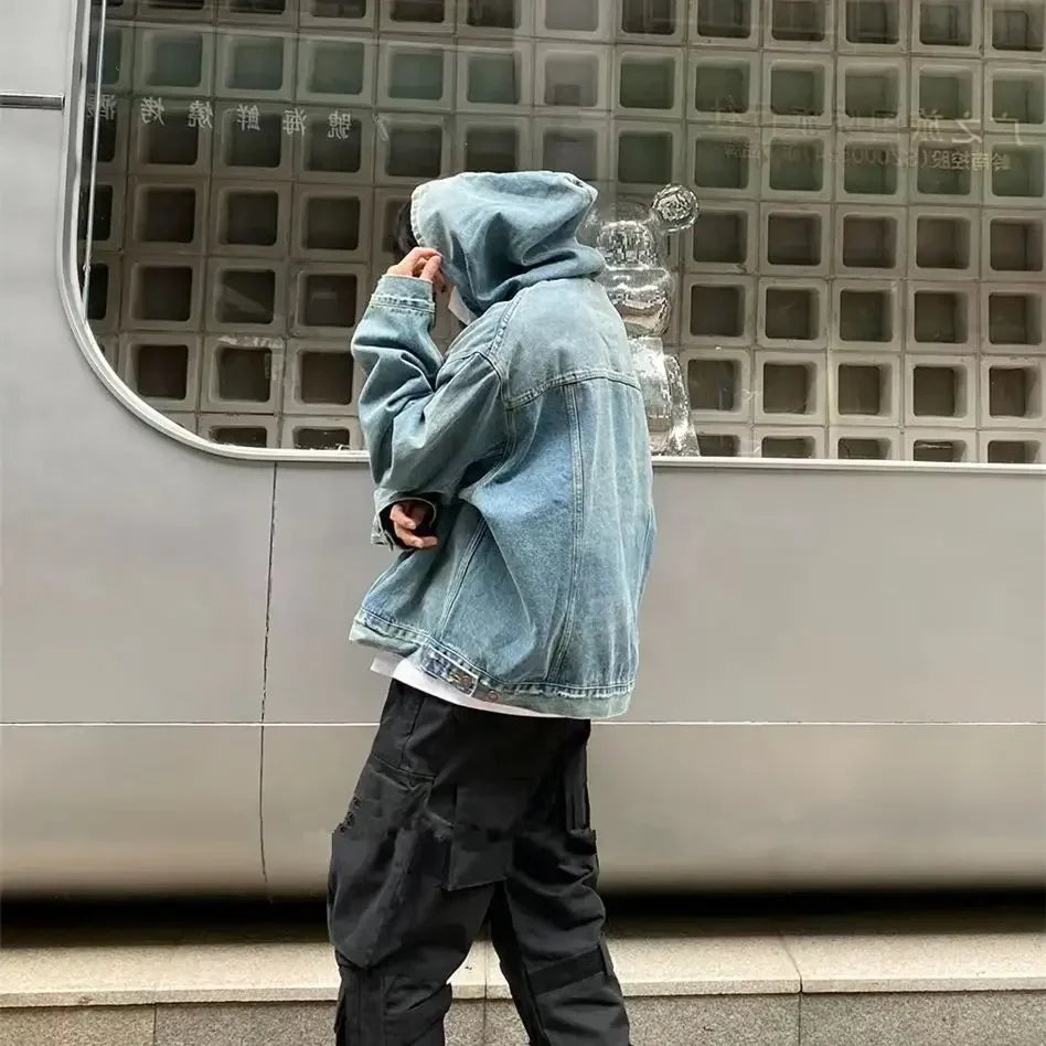 xiangtuibao High-end Vintage Men Hooded Jacket Sweatshirts Streetwear Casual Y2k Tops Loose Hip Hop Anime Hoodies Harajuku Pullovers