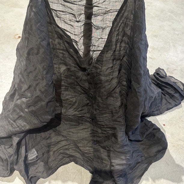 2025 24/7 SN56 Literary Versatile Shoulder Crew Neck Summer Sunscreen Solid Color Printed Ramie Cardigan