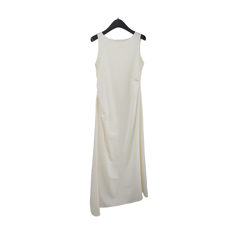 2025 THE MIND Tencel linen pleated vest skirt 2025 summer new high waist slim long skirt 023AX