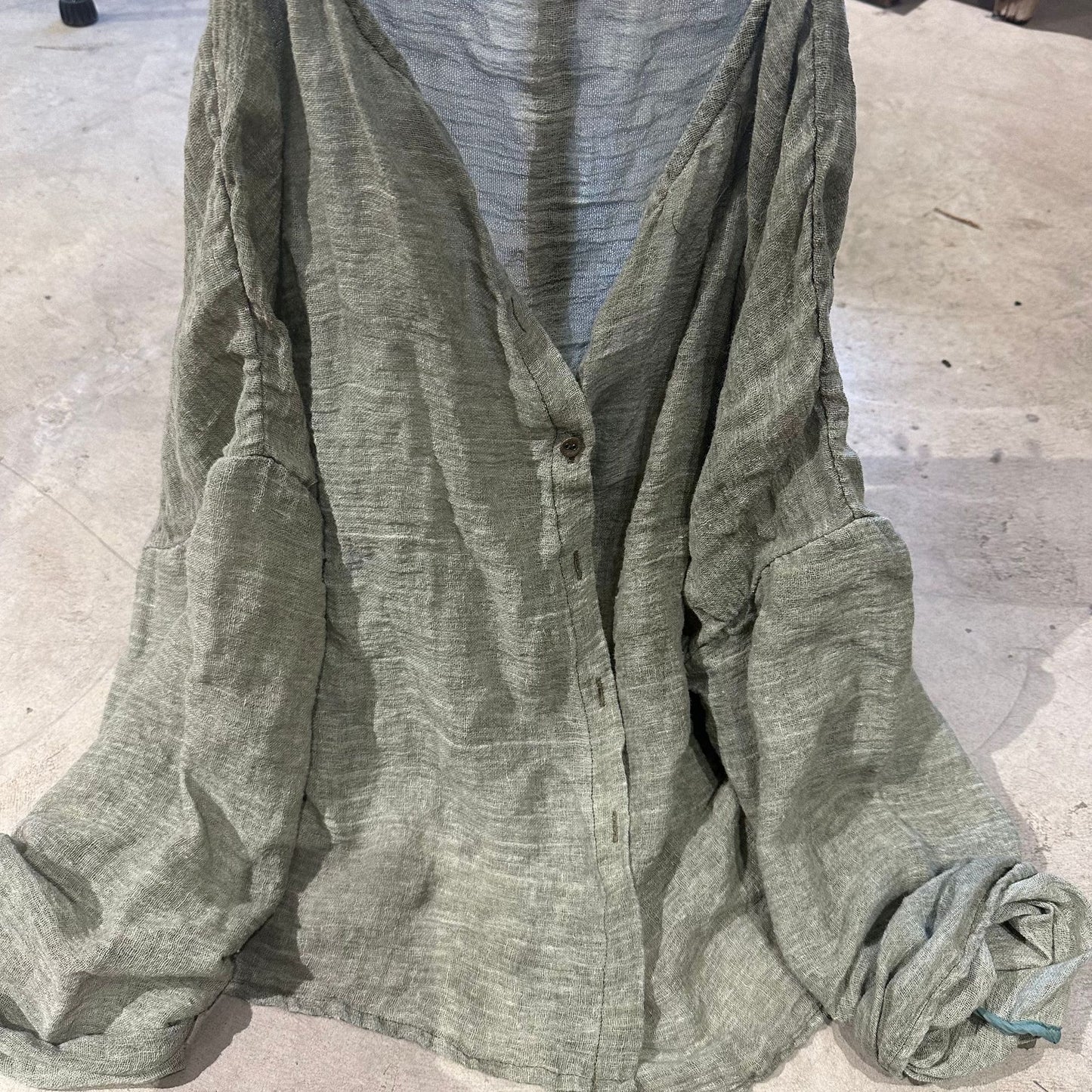 2025 24/5 SN59 Yaya, casual solid color long-sleeved sand-washed ramie cardigan
