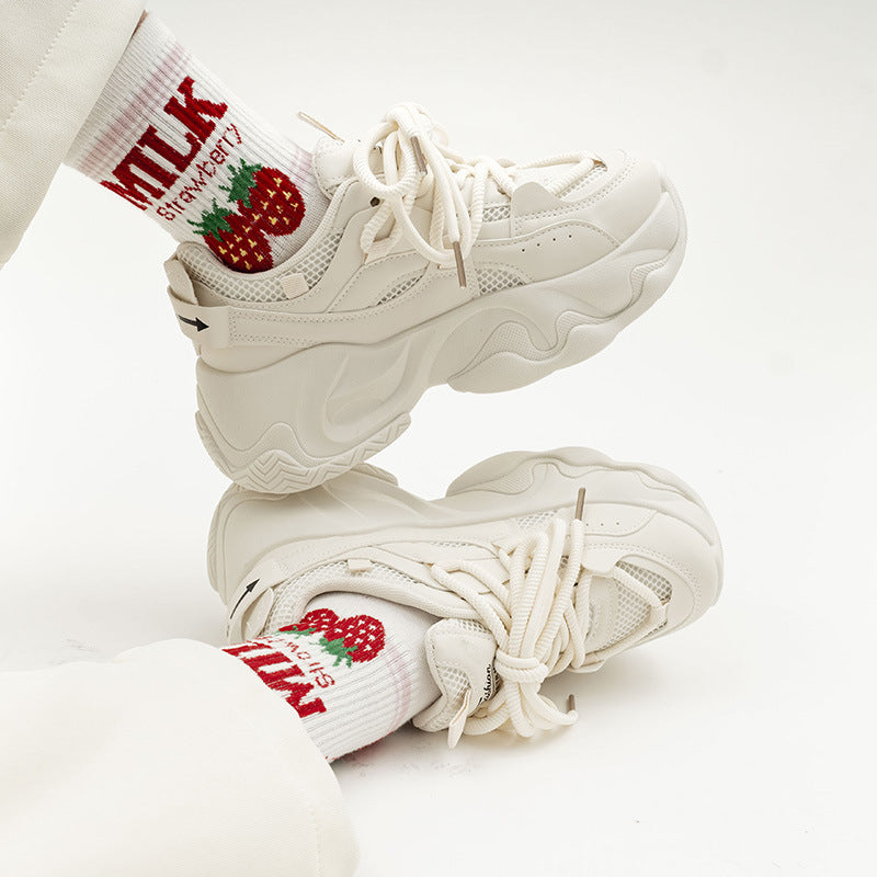 XIANGTUIBAO Platform Mesh Surface Breathable Clunky Sneakers Female Summer New Fashion Sneaker Height Increasing Leisure All-Matching Women's Shoes