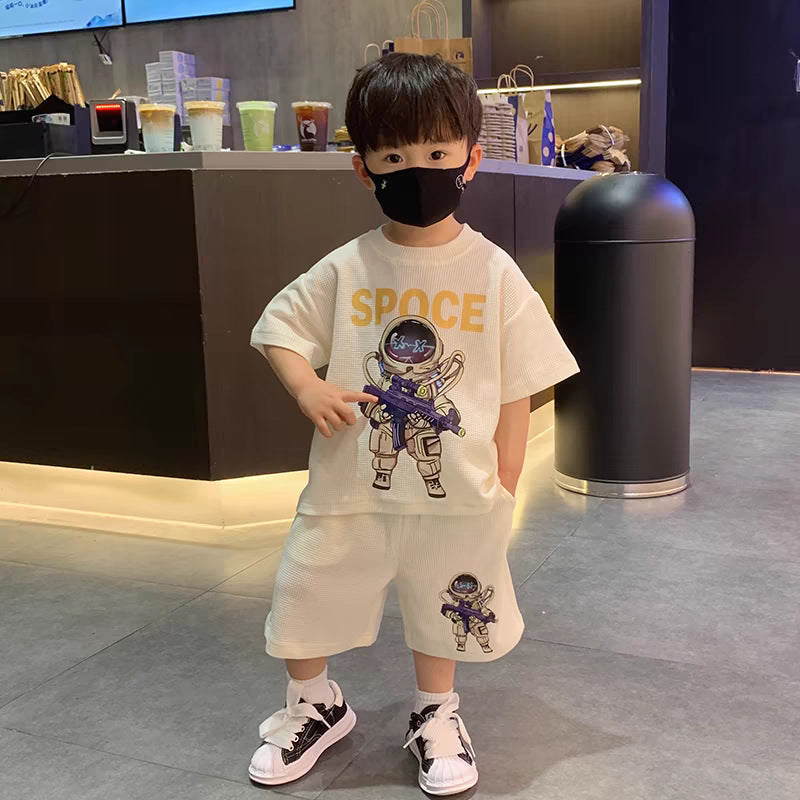 xiangtuibao Boys' Summer Handsome Set Boys' Short-Sleeved Shorts Clothes New Children's Summer Clothing Boys' Summer Trend