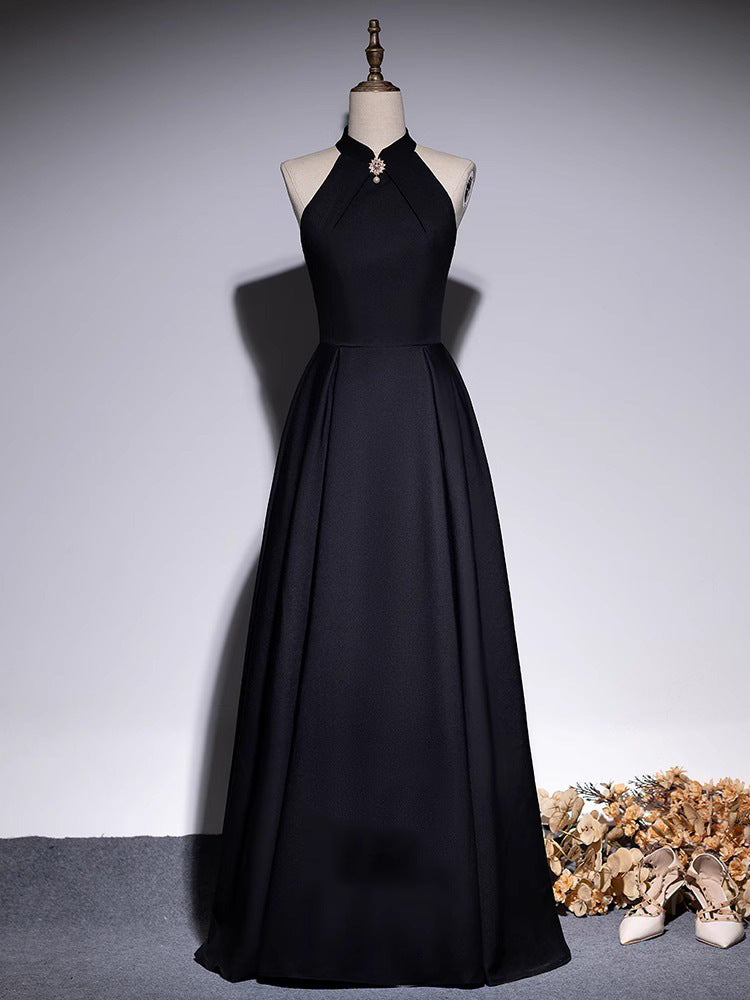 2025 Black evening dress female new high sense adult piano performance cello solo performance graduation