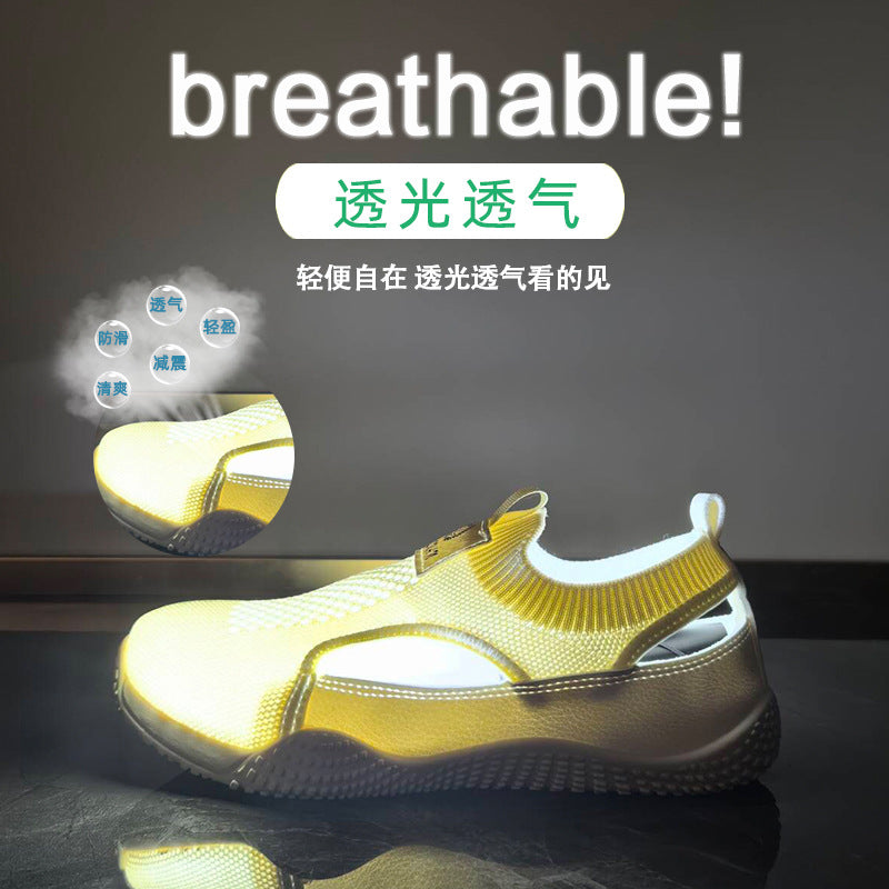 2025 ins Korean version of flying woven shoes summer new student sports shoes mesh breathable fitness running casual K1506