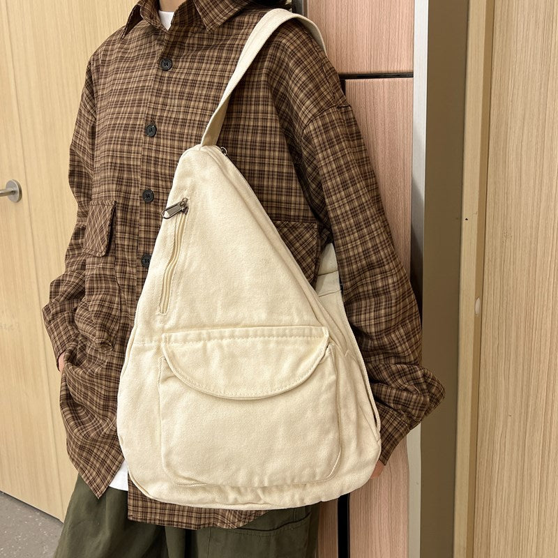 XIANGTUIBAO Women's Chest Bag Japanese Style Harajuku Canvas Bag Shoulder Messenger Bag Ins Simple Large Capacity Men's Hong Kong Style Waist Bag Fashion