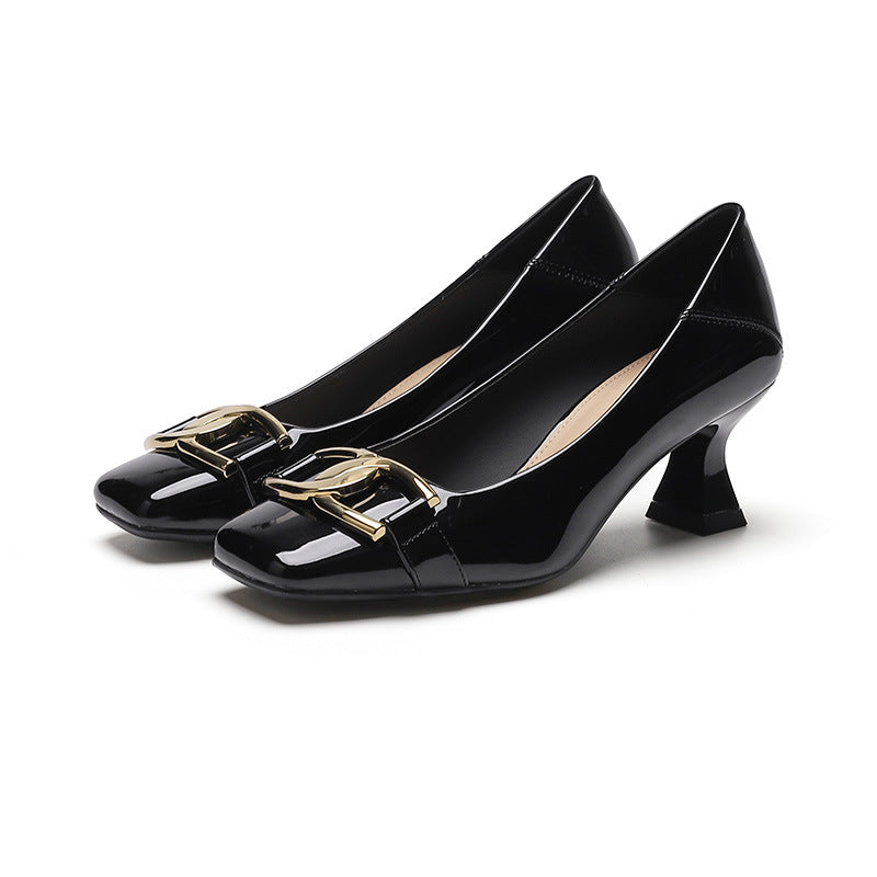 2025 6388-5 square head high heels women's new not tired feet wedding shoes 2025 autumn light mouth stiletto single shoes women