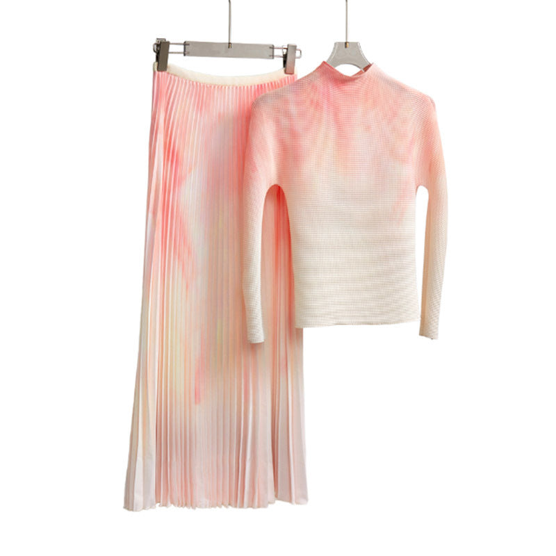 2025 Fashion pleated suit women's autumn clothing high-quality two-piece set processing custom-made 2025 Popular trade big-name women's clothing foundry