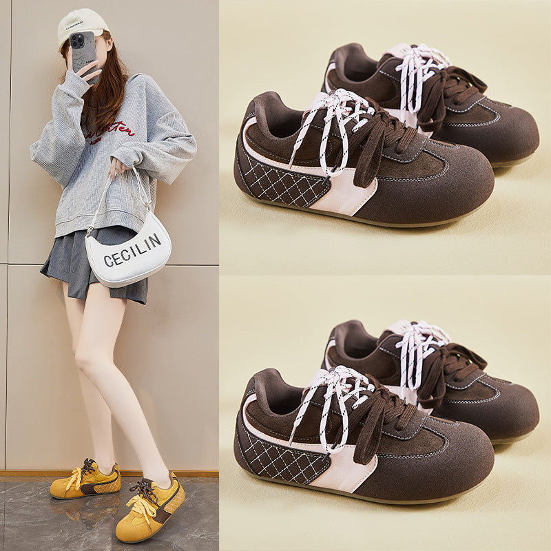 2025 ins Korean version of the new retro German training little white shoes for women's spring students thick-soled heightening casual shoes street shot S01