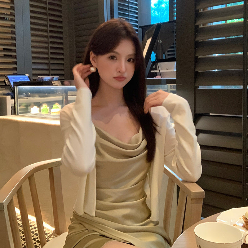 2025 Thirteen Lines popular Autumn New Korean Edition ins Solid Color Knitted Cardigan Versatile Sunscreen Blouse 25087