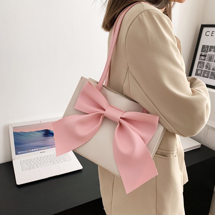XIANGTUIBAO Spring New Fresh Sweet Beauty Shoulder Messenger Bag Fairy Style Bow Portable Fashionable Small Square Bag