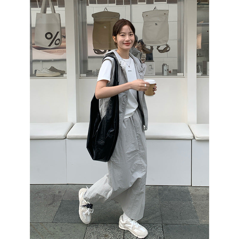 2025 THE MIND hooded casual vest + skirt set 2025 spring and summer Korean version sports two-piece set women T035