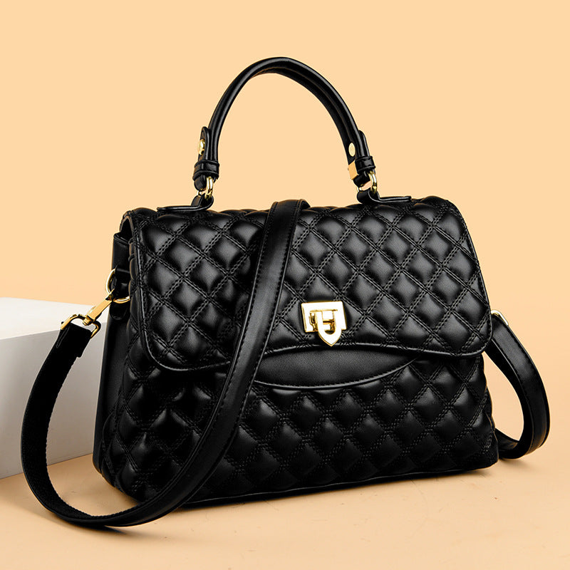 2025 Bag Autumn Women's popular Rhombus Embroidery Thread Bag Fashion Temperament Handbag Atmospheric Middle-aged Mom Bag One piece is sent on behalf of others