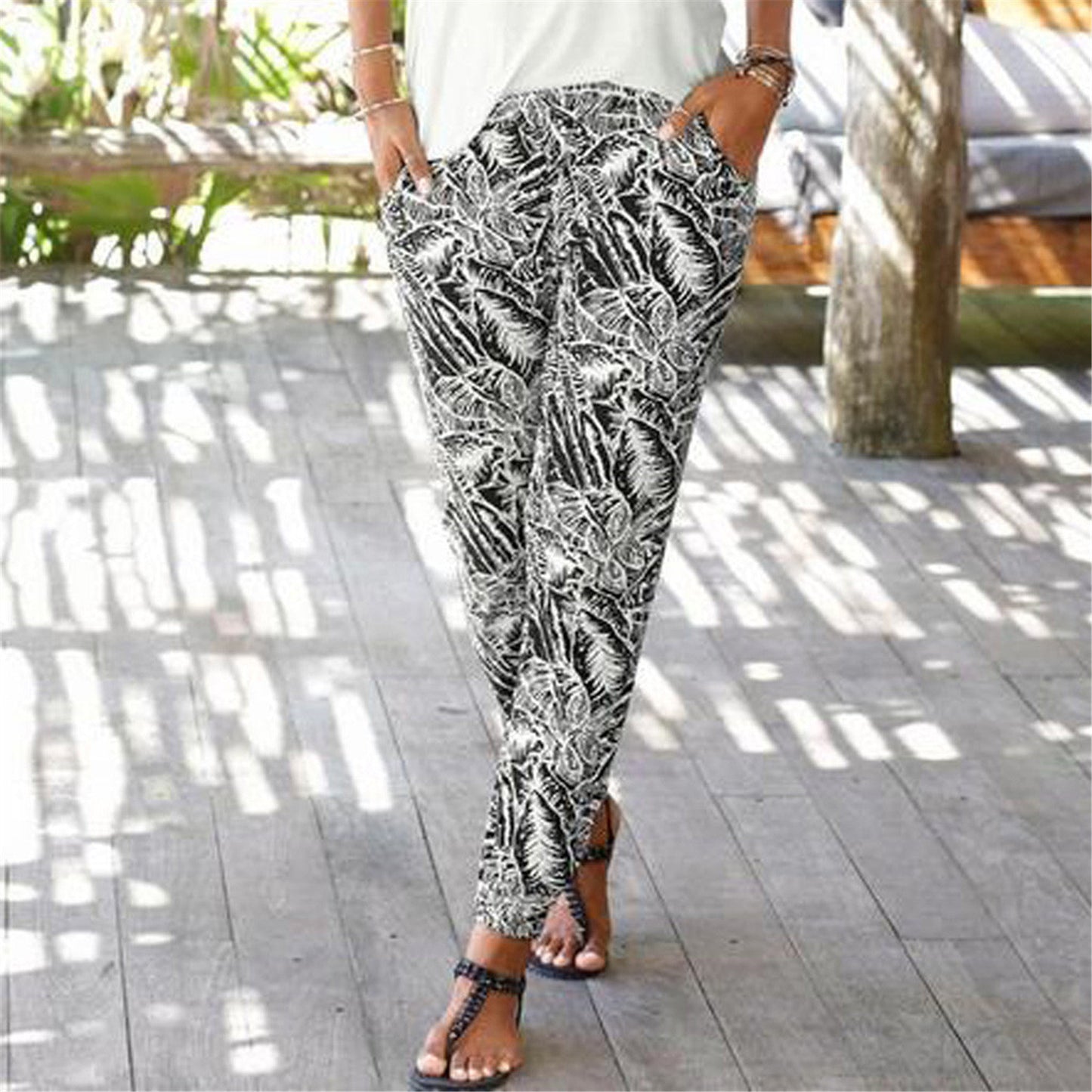 xiangtuibao Women's Casual Trousers Foreign Trade Popular Style Printed Trousers Street Fashion Straight Pants Casual Women Factory Direct Sales