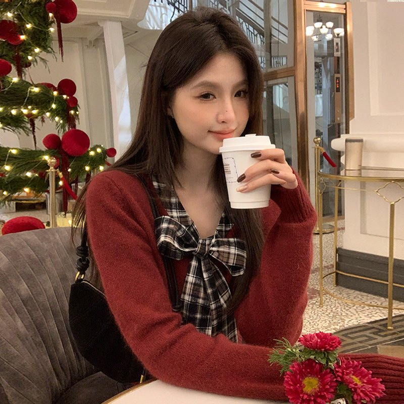 2025 popular winter new temperament versatile Australian wool bottoming shirt long-sleeved knitted sweater women's top 25196