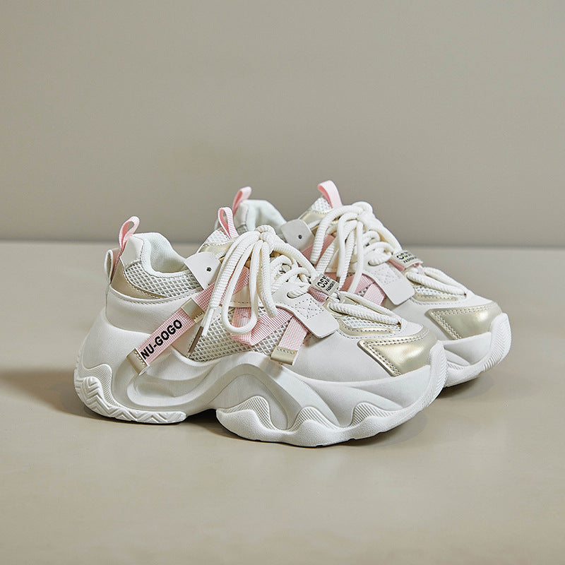 2025 ins Korean version of the new dad shoes girl spring student sports running casual thick sole height increase FB3305-1